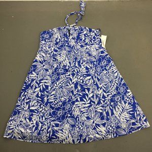 NWT Signature Blue & White Beaded Halter Dress